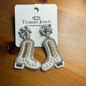 Playful White Boot Earrings